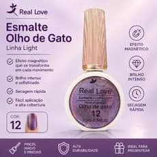 Esmalte Em Gel Real Love Olho De Gato 9D Magnético Unhas Glitter Refletivo Linha Light 10ml Nº 12