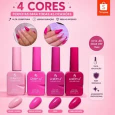 Kit 4 Esmalte Em Gel Nova Embalagem Tons De Rosa 10Ml Dafu