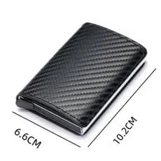 Carteiras Fibra De Carbono Porta-Cartões Masculina Marca Preta Mágica Tripla De Couro