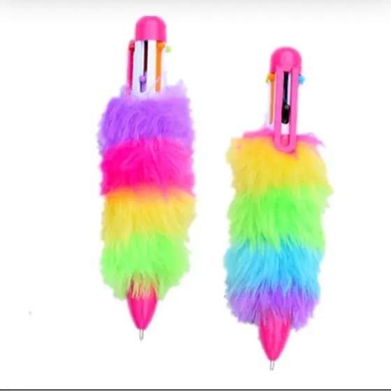 Caneta pompom 6 cores/ caneta pompom/ Caneta pompom aleatória bichinhos/ Caneta diferente/ Caneta divertida