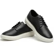 Sapato Masculino Derby Preto Solado Branco Elegante Calce Fácil Confortável Leve