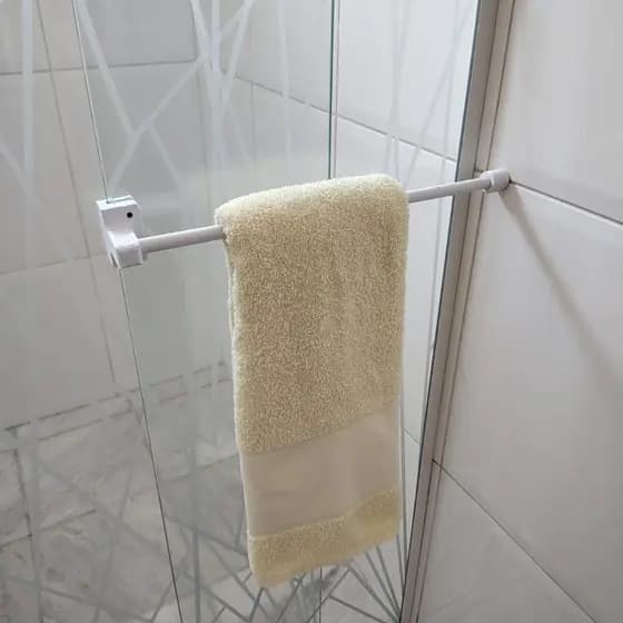 Suporte Porta Toalha Ajustavel Box De Vidro Sem Furo 75cm branco