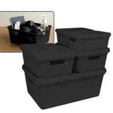 Kit 5 Caixas Organizadoras Cesto Tampa Multiuso 2, 6 e 16 Litros