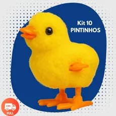 Kit 10 Pintinhos Amarelos Mecânicos a Corda Brinquedo Infantil Divertido para Festas