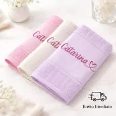 Toalha Boca Bordada com Nome Básica, Personalizada Macia Infantil e Bebê, Lavabo 30X45.