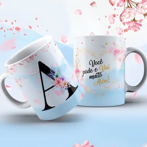 Caneca Floral Com o Nome Personalizada