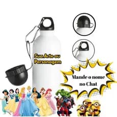 Garrafinha de Agua Squeeze Personalizada com Nome Menina e Menino