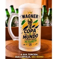 Copo De Chopp Copa do Mundo Personalizado  com o Nome Presente Exclusivo