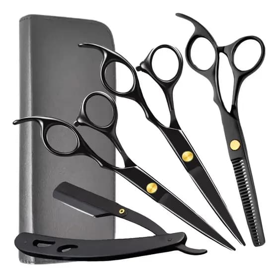 Kit 3 Tesoura Profissional Fio Laser Fio Navalha Desfiadeira