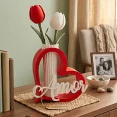 Enfeite Decorativo Amor com Vaso de Tulipas