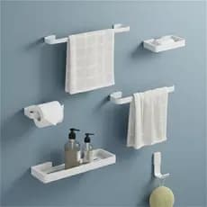 Kit Acessórios Branco Para Banheiro 6 Peças MAX Moderno