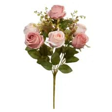 BUQUE DE FLORES ROSA BOTAO X10 ROSA 2 TONS OUTONO 50cm