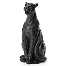 ESCULTURA LEOPARDO SENTADO EM POLIRESINA PRETO