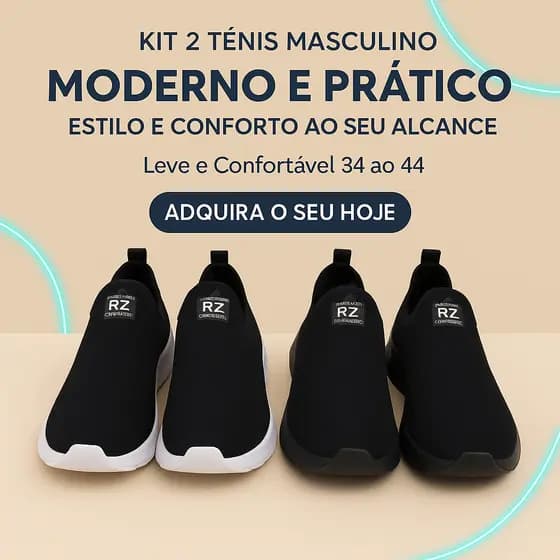 Kit 2 Pares Tênis Calce Fácil - Leve e Confortavel Para o Treino 34 ao 44  - Garanta já o Seu!