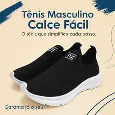 Tênis Calce Fácil Masculino Ortopédico Calce Fácil Slip On Confortável Casual 34 ao 44