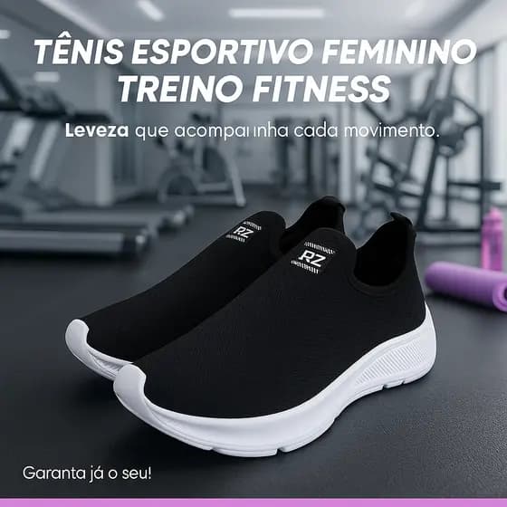 Tênis Feminino Preto De Treino - Leveza que Acompanha Cada Movimento 34 ao 44 - Garanta já o Seu!