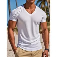 camisa camiseta masculina gola V moda verão estilo praia academia treino