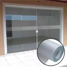 Faixa De Segurança Adesivo Jateado 3m x 10cm Fita Película Anti Trombada Para Vidro Porta Blindex Box Vitrine