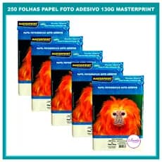 Papel Fotográfico Adesivo 130g Brilhante A4 Artesanato Secagem Rápida Glossy MASTERPRINT -250 Folhas