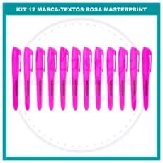 Caixa Caneta Marca Texto Rosa 12 Unidades Ponta Chanfrada Mp612 Masterprint Material Escolar Barato