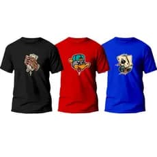 Kit 3 Camiseta Masculina Estampada Algodão Premium