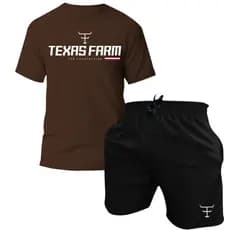 Kit Camiseta Masculina + Short Masculino Estampado Texas Premium
