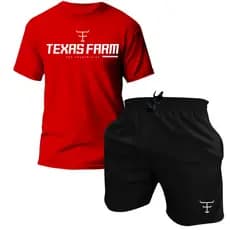 Conjunto Kit Camiseta e Short Masculino Estampado Texas