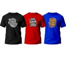 Kit 3 Camisa Masculina Estampada Frases Lançamentos