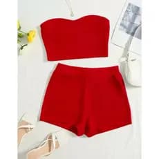 Conjunto Cropped e Shorts Canelado
