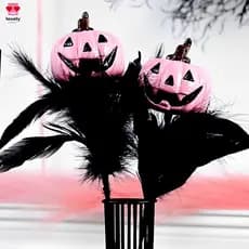Buquê Falso De Ramos De Abóbora Com Caveira De Halloween-Decoração De Vaso Para Casa De Festa