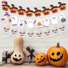 Banner De Festa De Abóbora Com Caveira De Halloween-Decoração De Parede Para Ambientes Internos E Externos