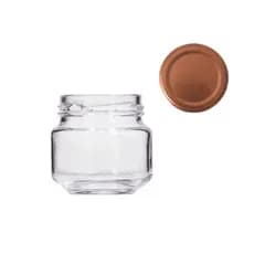 48 Pote de vidro 120ml com Tampa Bronze Rosê Gold Patê, Papinha