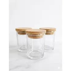 12 Mini Pote de Vidro 70ml com Tampa Bambu para Velas Artesanais, decoração, lembrancinhas