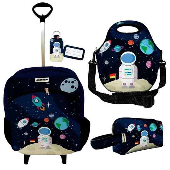 Kit Escolar Mochila com Rodinhas Lancheira Necessaire coleção 2024 2025