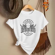 Linda Camiseta Premium Feminina Country Look Country T-shirt Roça Agro Rodeio Boiadeira Estamp Rodeo Chifre Envio Imedia
