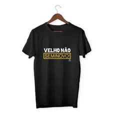 Camiseta Camisa Camiseta Preta Frase Velho não seminovo Algodão Envio Imediato