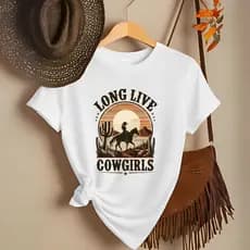 Linda Camiseta Premium Feminina Country Look Country T-shirt Roça Agro Rodeio Boiadeira Estamp Cow Girls Envio Imediato