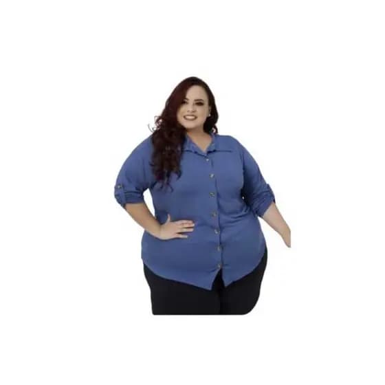 Camisa Plus Size Feminina em Viscolycra Manga 3/4  Casual