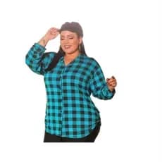 Camisa Xadrez Plus Size Em Viscolaycra Feminina