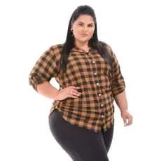 Blusa Camisa Xadrez Em Viscolaycra Plus Size