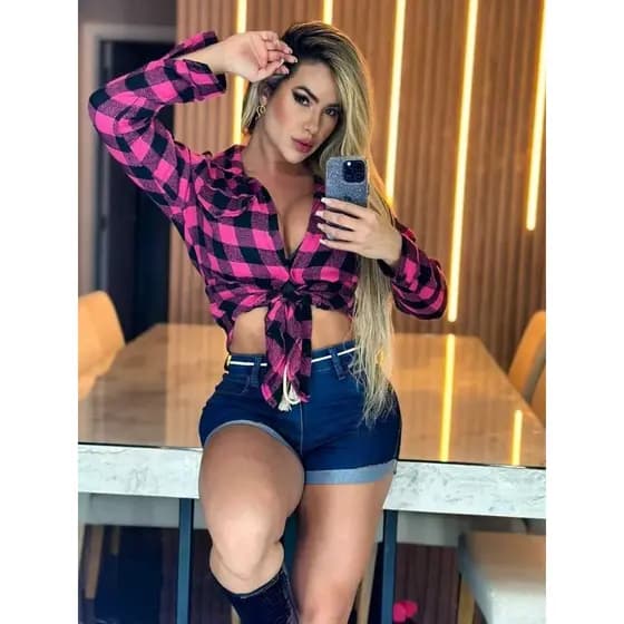 Camisa Xadrez Feminina Flanelada Manga Longa  Casual Inverno Confortável