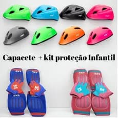 KIT de proteção infantil Capacete + Joelheira + Cotoveleira + Luva BICICLETA/SKATE/PATINS/PATINETE.