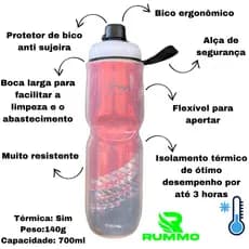 Garrafa térmica PTK 700 ml bicicleta com Proteção de Bico e Alça VARIAS CORES  Academia corrida MTB