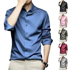 Camisa Elástica Masculina Sem Ferro Plus Size Slim Fit Casual Formal De Negócios Para Homens Manga Comprida Botão Camisa