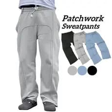 Calça Moletom Masculino Plus Size Patchwork com Preenchimento - Roupas de Outono/Inverno