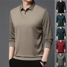 Camisas Polo Listradas Masculinas Manga Comprida Pulôver Base Camisetas Grossas Quentes Inverno Forrado De Lã Simulado D