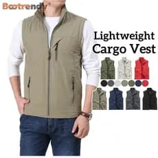 Bootrendy Masculino Leve MULTI-Bolso Colete Plus Size M-6XL Carga Ao Ar Livre Sem Mangas Jaqueta Para Golfe Safari Viage