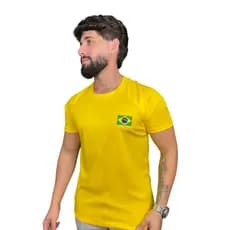 Camiseta Casual Bandeira Brasil Torcida Dry Fit masculina
