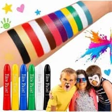 Canetas Pintura Facial 6 Cores Laváveis Face Paint Infantil Profissional Cores Vibrantes e Seguras