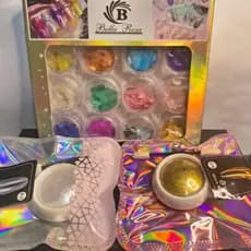 Kit 3 itens ou item separado decoração para nail designer, unhas, acrigel, encapsuladas, madre pérola e pó cromado